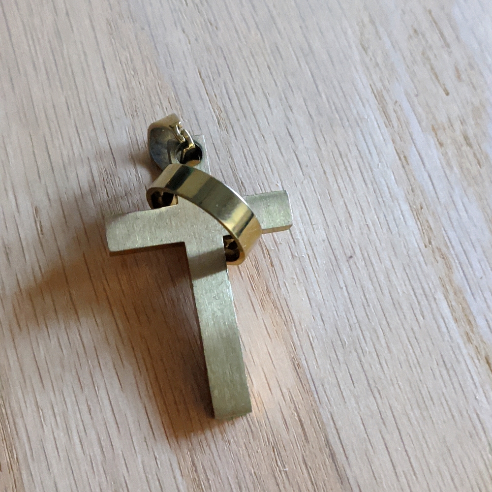 Solid Brass Cross Pendent Necklace - image 1